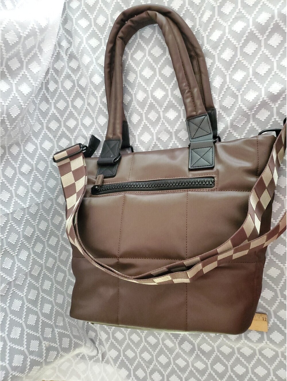 IHKWIP Brown Tote,check Strap